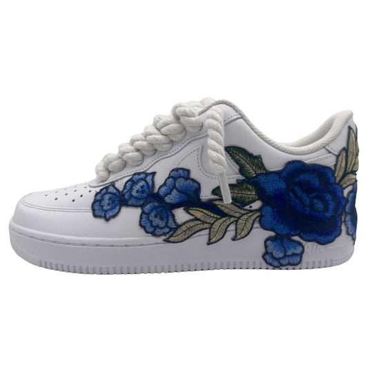 ROPE LACE Air Force 1 Low Custom Rose Triple White - BLUE