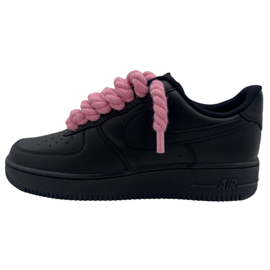 Nike Air Force 1 Low '07 Triple Black / Pink Rope Laces