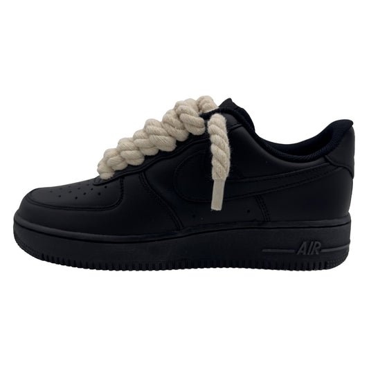 Nike Air Force 1 Low '07 Triple Black / Beige Rope Laces