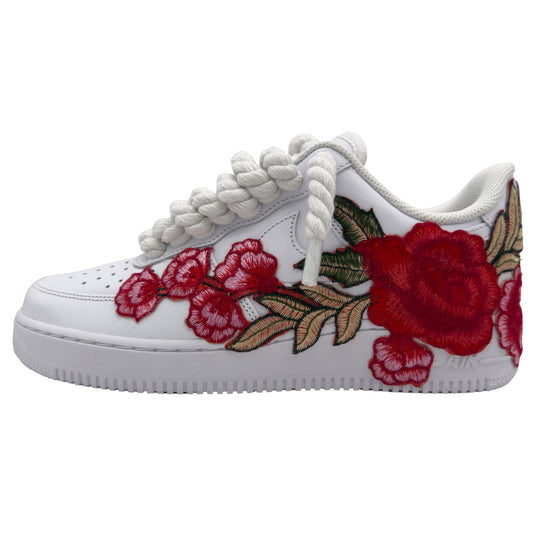 ROPE LACE Air Force 1 Low Custom Rose Triple White - RED