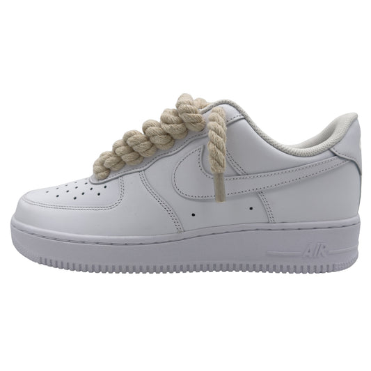 Nike Air Force 1 Low ‘07 Triple White / Beige Rope Laces