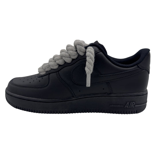 Nike Air Force 1 Low '07 Triple Black / Grey Rope Laces