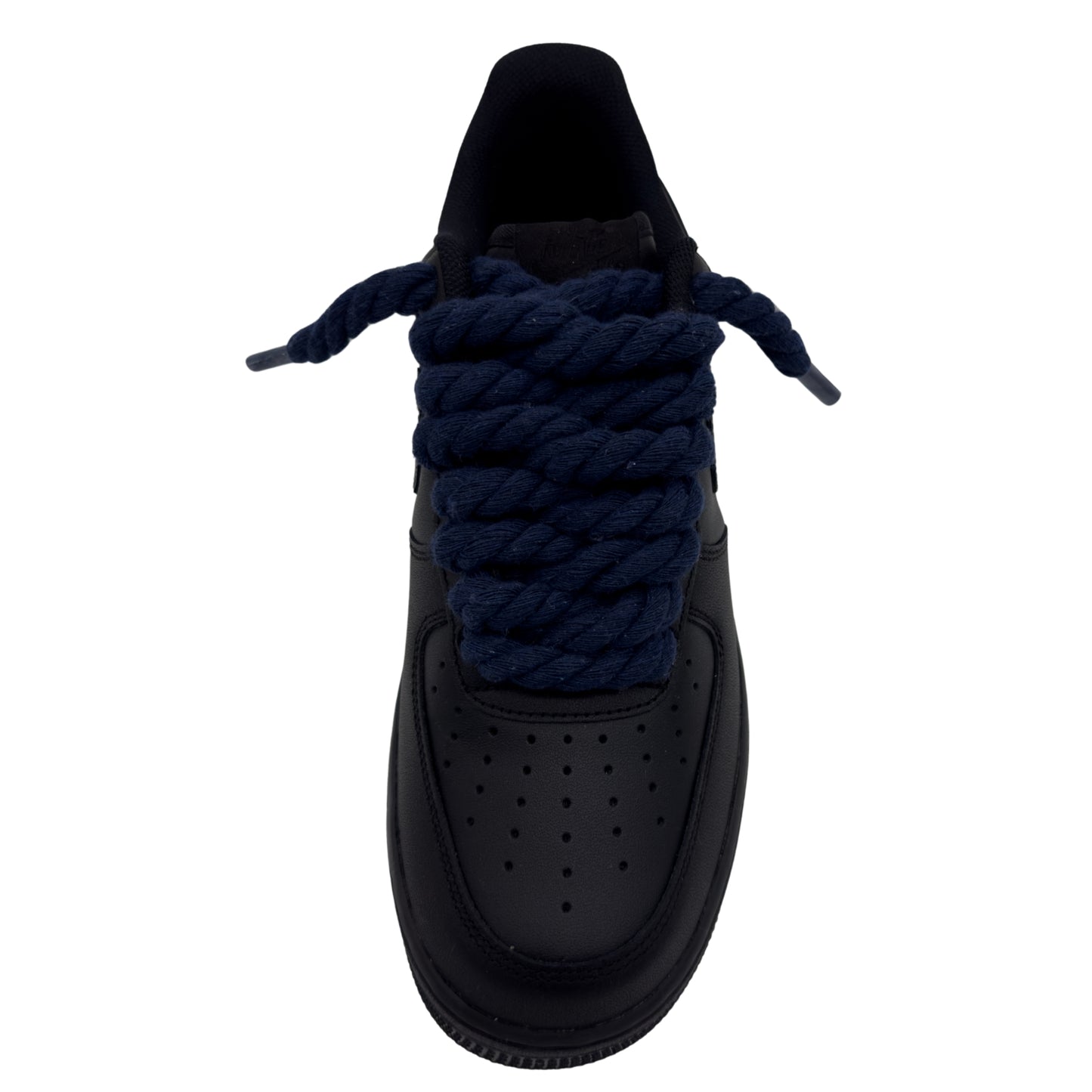 Nike Air Force 1 Low '07 Triple Black / Navy Blue Rope Laces