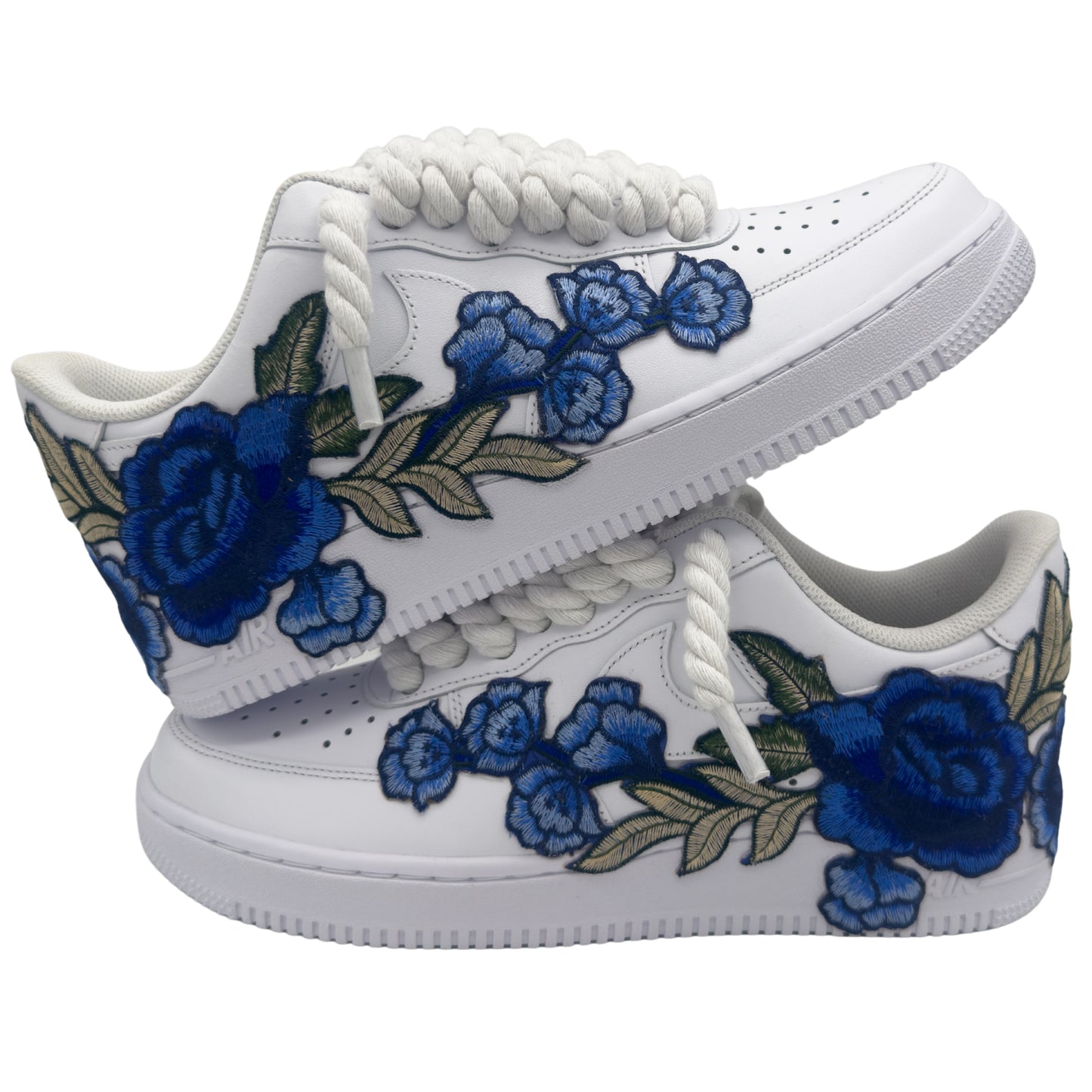 ROPE LACE Air Force 1 Low Custom Rose Triple White - BLUE